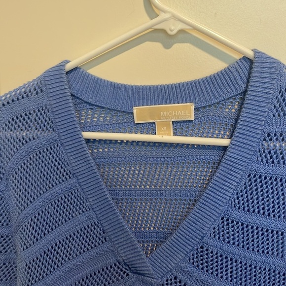 MICHAEL MICHAEL KORS V-NECK Wedgewood Blue Sweater Top SZ - Picture 6 of 10